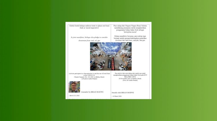 Para uskup dari Negara-Negara Bumi Selatan mendukung perjanjian untuk menghentikan penggunaan bahan bakar fosil sebagai  ‘kewajiban moral’